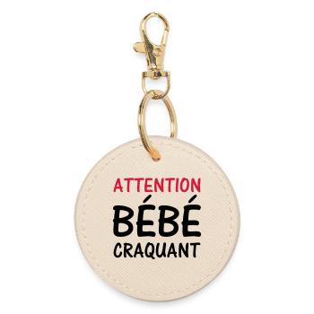 Warning BABY cute! - Round Keyring - oyster - Front