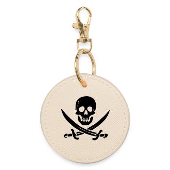 Crâne de crâne de drapeau pirate - Porte-clés rond - huître - Devant