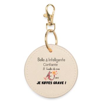 40 ans belle et intelligente - Porte-clés rond - huître - Devant