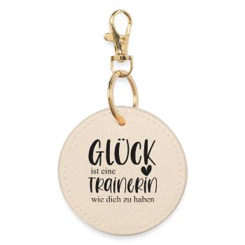 Trainerin Bedanken Geschenk Glück Abschied - Runder Schlüsselanhänger - Auster - Vorne
