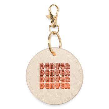 Denver Retro Block Font - Round Keyring - oyster - Front