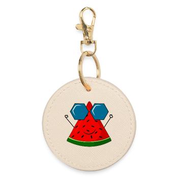 Sommer, Wassermelone, Sonne - Runder Schlüsselanhänger - Auster - Vorne