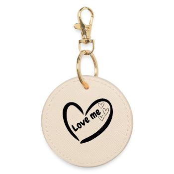 Minimal Hearts Line Drawing - Round Keyring - oyster - Front