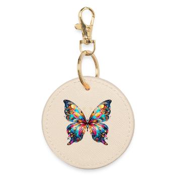Schmetterling - Runder Schlüsselanhänger - Auster - Vorne