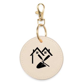 House building mason joint nail and trowel - Round Keyring - oyster - Front