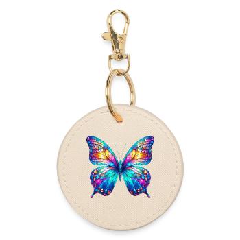 Schmetterling - Runder Schlüsselanhänger - Auster - Vorne