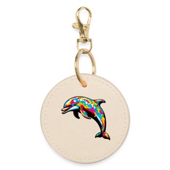 Delfin - Runder Schlüsselanhänger - Auster - Vorne
