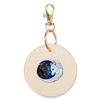 Two majestic wolf heads - Round Keyring - oyster - Front