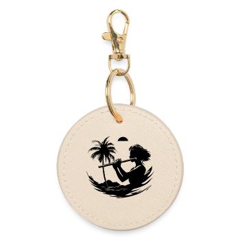 Graphic Flutist - Round Keyring - oyster - Front