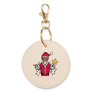 Ein strahlender Weihnachtsmann - Runder Schlüsselanhänger - Auster - Vorne