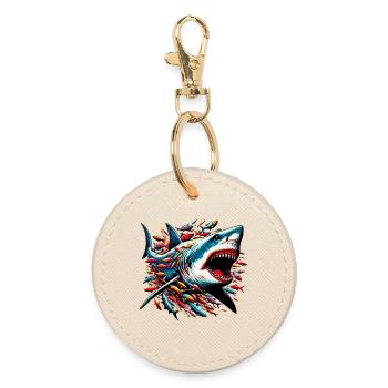 Shark - Round Keyring - oyster - Front