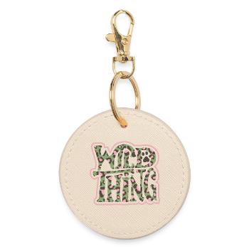 Wild Thing – Camo-Print Schriftzug - Runder Schlüsselanhänger - Auster - Vorne