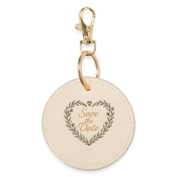 Save the Date Herz mit Diamant – Hochzeit 2025 - Runder Schlüsselanhänger - Auster - Vorne