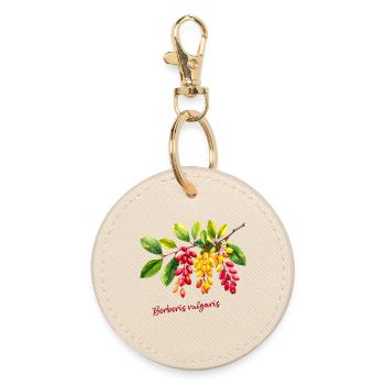 Berberis vulgaris – botanische Illustration - Runder Schlüsselanhänger - Auster - Vorne