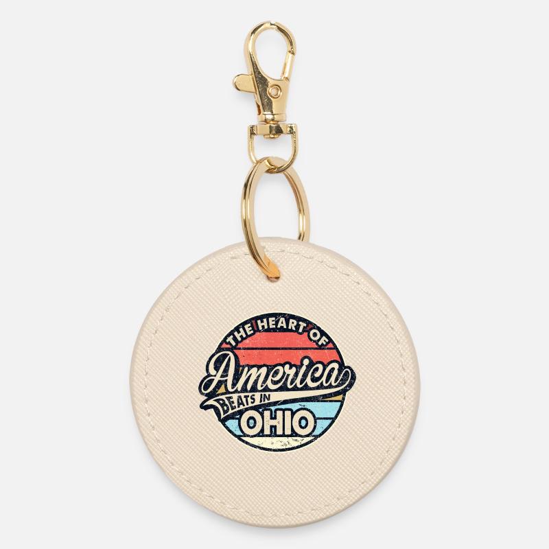Hjertet af Amerika i Ohio Design - Rund nøglering - østers