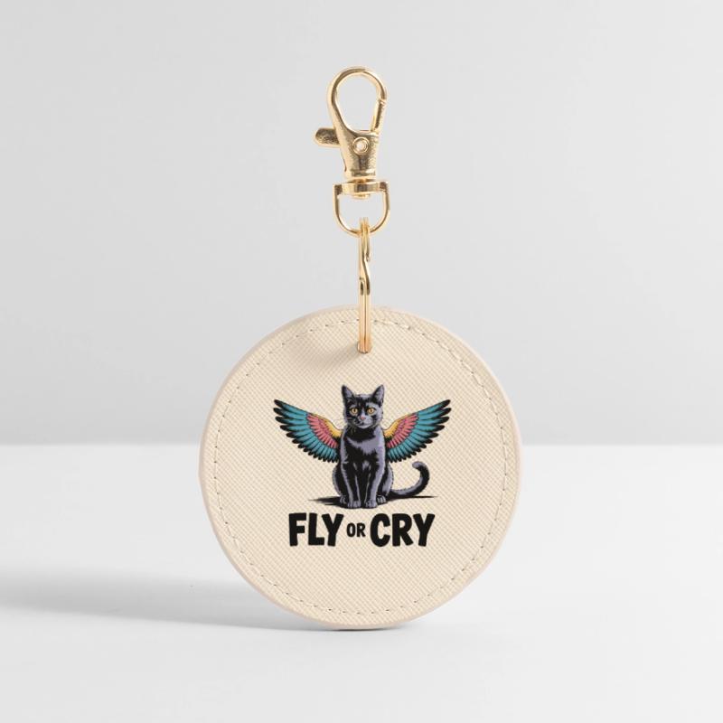 Fliege oder rufe Katze Runder Schlüsselanhänger