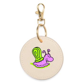 Snail Slime Trail Cute Cute Happy Cool - Round Keyring - oyster - Front