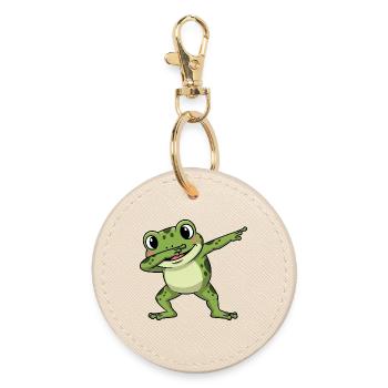 Cute Frog Toad Toad Dabbing Kids Cartoon - Round Keyring - oyster - Front