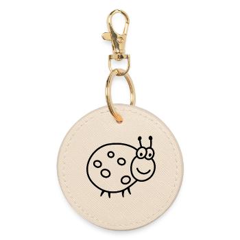 Ladybug – Cute lucky charm garden motif - Round Keyring - oyster - Front