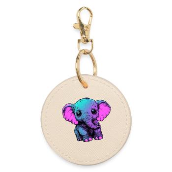 Néon éléphant Pop Art Couleurs - Porte-clés rond - huître - Devant