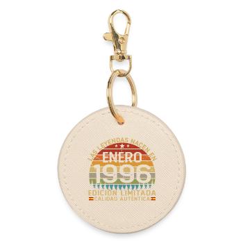 Born In January 1996 Vintage 30 Years Birthday - Round Keyring - oyster - Front