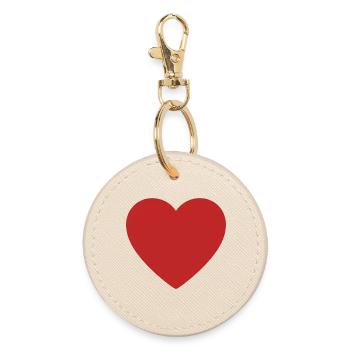 Red Heart Icon Print - Round Keyring - oyster - Front