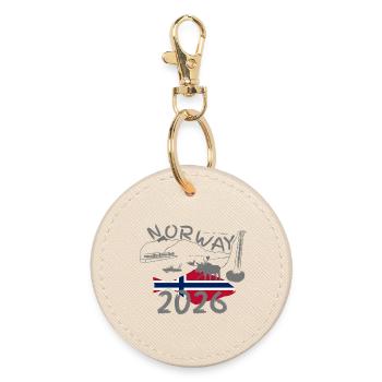 Norway 2026 Halibut with Mountains and Moose Fishing - Round Keyring - oyster - Front