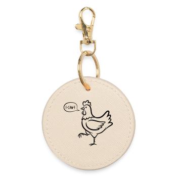 Proud chicken with F-CAW-F comic saying - Round Keyring - oyster - Front