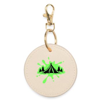 Camping Tent Nature Blobs - Round Keyring - oyster - Front