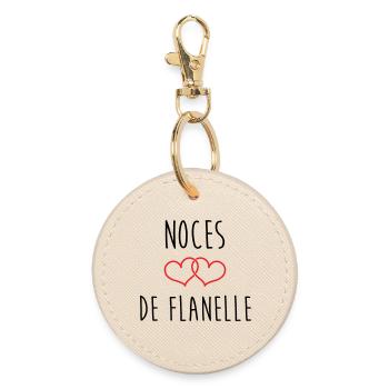 Flannel Wedding – 43 Years of Marriage - Round Keyring - oyster - Front