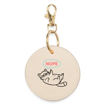 Cat Nope Speech Bubble Colored - Round Keyring - oyster - Front