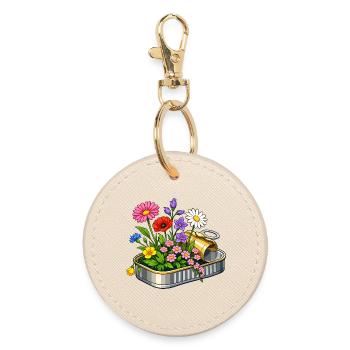 Bunte Blumen in geöffneter Dose Illustration  - Runder Schlüsselanhänger - Auster - Vorne