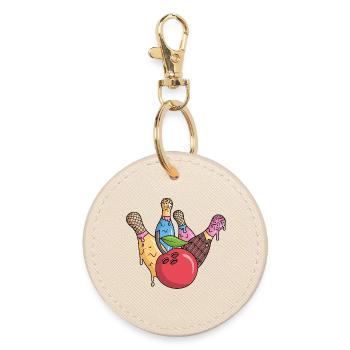 Bowlingspieler Eiscreme Kinder Jungen Bowling - Round Keyring - oyster - Front