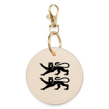 Normandy 2 Black Leopards Coat of Arms - Round Keyring - oyster - Front