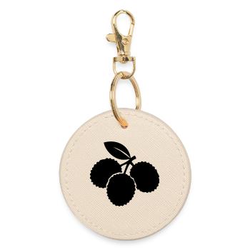 Lychee Silhouette – Exotic Fruit Design - Round Keyring - oyster - Front