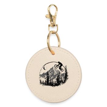 Moonlit Mountain Bike Jump - Round Keyring - oyster - Front