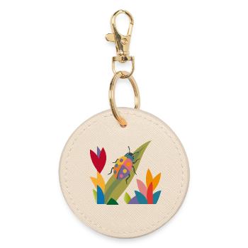 Buntes Insekt im Blumenfeld – Naturmotiv - Runder Schlüsselanhänger - Auster - Vorne
