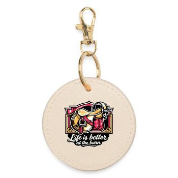 Life better in the barn - Round Keyring - oyster - Front