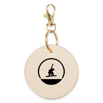 Snowboarder Emblem - Runder Schlüsselanhänger - Auster - Vorne