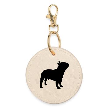 Bouledogue français - Porte-clés rond - huître - Devant