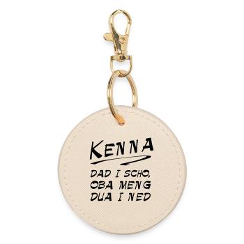 Bayerischer Spruch Shirt - Kenna dad i scho - Runder Schlüsselanhänger - Auster - Vorne