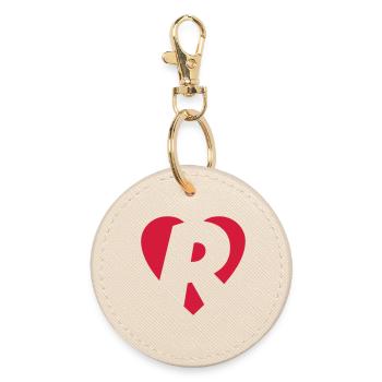 Heart R - I love R - Round Keyring - oyster - Front