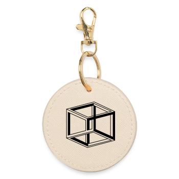 cube escher - Round Keyring - oyster - Front