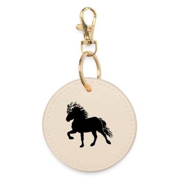 Cute Icelandic Horse Tölt 5, Icelandic, Icelandic Pony - Round Keyring - oyster - Front