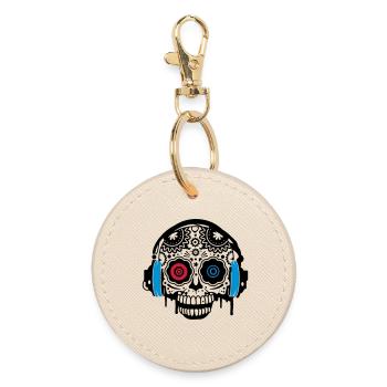 Une calavera en sucre avec un casque - Porte-clés rond - huître - Devant