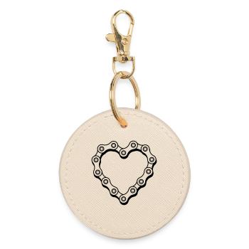 Bicycle chain heart - Round Keyring - oyster - Front