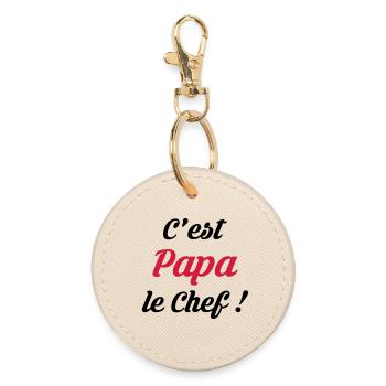 Papa / Fête des Pères / Pere / Cuisine Chef / Bébé - Porte-clés rond - huître - Devant