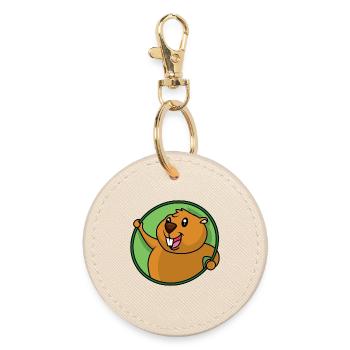 Funny beaver design - Round Keyring - oyster - Front
