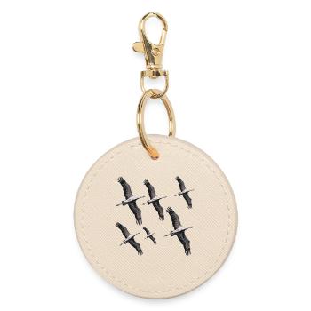 Bird migration cranes - Round Keyring - oyster - Front