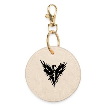 Phönix Tribal Symbol für Stärke und Neubeginn - Runder Schlüsselanhänger - Auster - Vorne